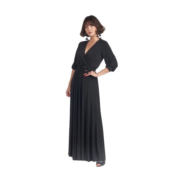 NWT Buru black stretch jersey wrap maxi dress - Picture 5 of 11